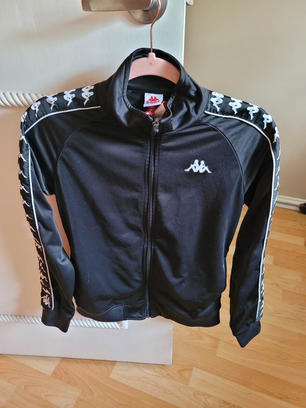 Kappa Black Track Jacket with White Logo Tape